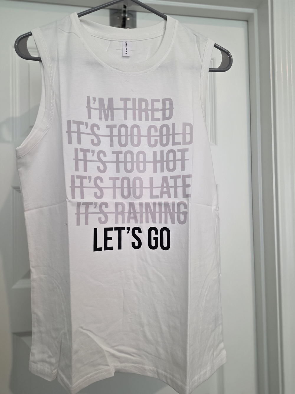 White LET'S GO Graphic Muscle Tee